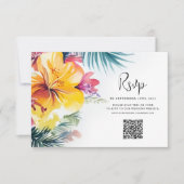 Hibiscus Floral Tropische Bestemming Huwelijk RSVP Kaartje (Voorkant)