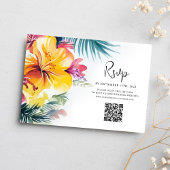 Hibiscus Floral Tropische Bestemming Huwelijk RSVP Kaartje