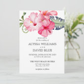 Hibiscus Floral Waterverf Romantische bruiloft Kaart (Staand voorkant)