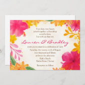 Hibiscus Floral Wedding Invitation Kaart (Voorkant / Achterkant)