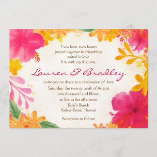 Hibiscus Floral Wedding Invitation Kaart
