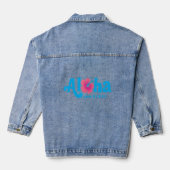Hibiscus flower Aloha uit Hawaii Retro Beach Girl Denim Jacket (Achterkant)
