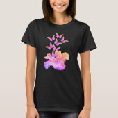 Hibiscus flower and Colorful Butterflies Abstract T-shirt (Voorkant)