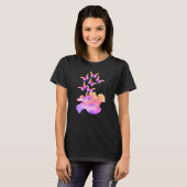 Hibiscus flower and Colorful Butterflies Abstract T-shirt (Voorkant volledig)