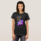 Hibiscus flower and Colorful Butterflies T-shirt (Voorkant volledig)