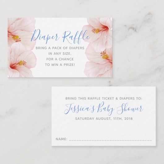 Hibiscus Flower Baby shower Luier Raffle Ticket Informatiekaartje (Voorkant / Achterkant)