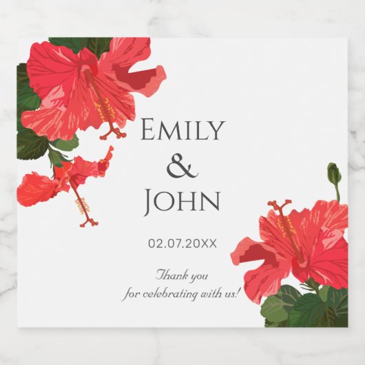 Hibiscus flower Beer Bottle Label Bier Etiket (Enkel label)