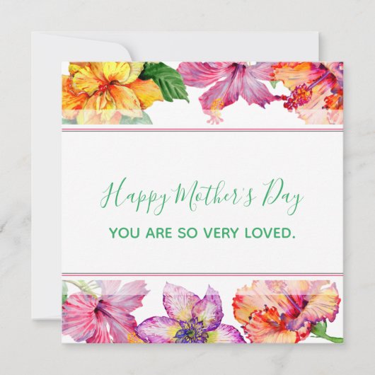  Hibiscus Flower Borders Moederdag Kaart (Voorkant)