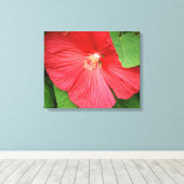 Hibiscus Flower Bright Magenta Floral Canvas Afdruk (Insitu (Houten vloer))