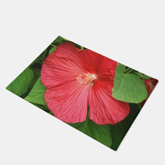 Hibiscus Flower Bright Magenta Floral Deurmat (Schuin)