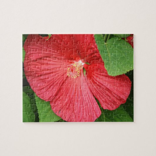 Hibiscus Flower Bright Magenta Floral Legpuzzel (Horizontaal)