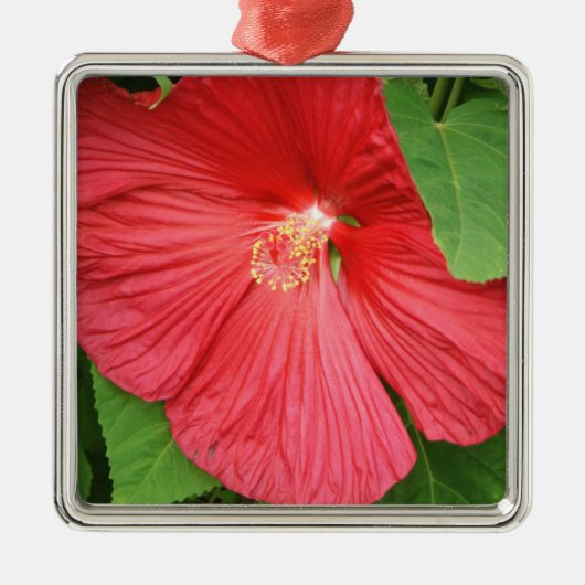 Hibiscus Flower Bright Magenta Floral Metalen Ornament (Voorkant)