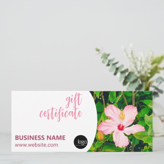 HIBISCUS FLOWER BUSINESS EIGEN LOGO GIFT-CERTIFICA (Staand voorkant)