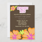 Hibiscus Flower Graduation Party Invitation Mocha Kaart (Voorkant)