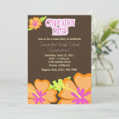 Hibiscus Flower Graduation Party Invitation Mocha Kaart (Staand voorkant)