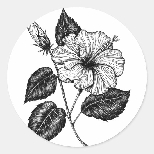 Hibiscus flower II Ronde Sticker (Voorkant)