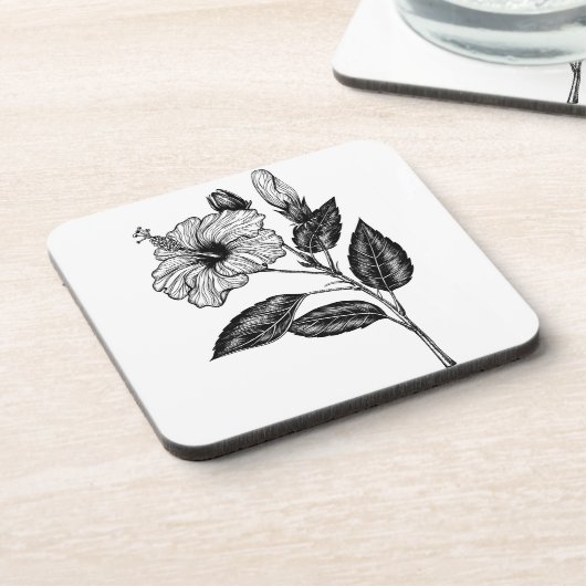 Hibiscus flower III Bier Onderzetter (Linkerzijde)