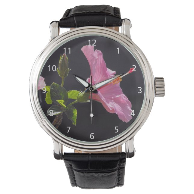 Hibiscus Flower in Profile Horloge (Voorkant)