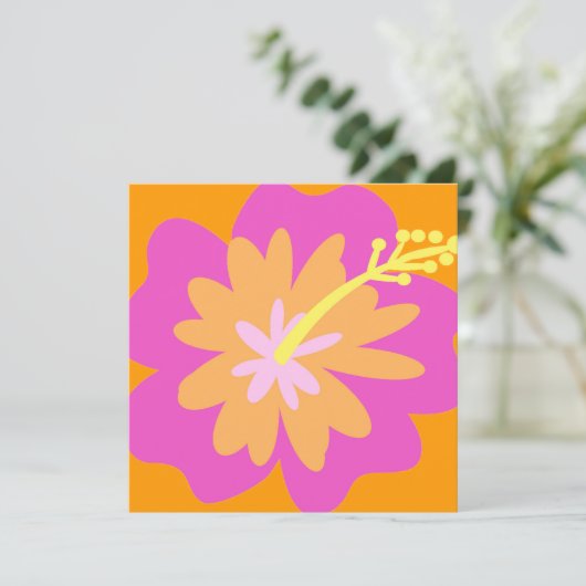 Hibiscus Flower Invitation Kaart (Staand voorkant)