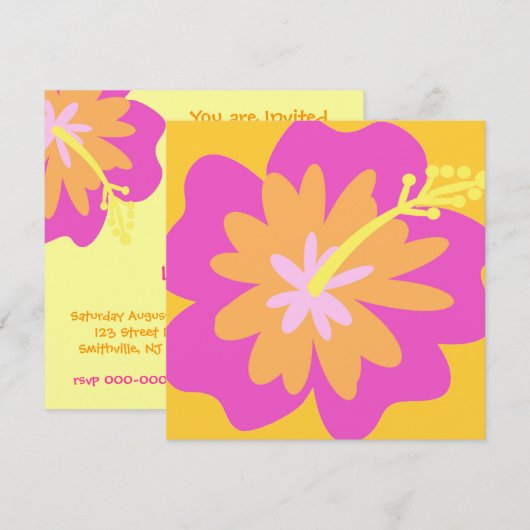 Hibiscus Flower Invitation Kaart (Voorkant / Achterkant)