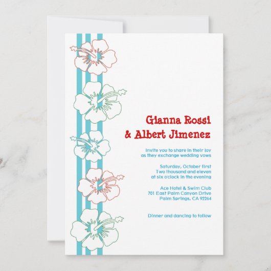 Hibiscus Flower Invitations | Weddenschap | Geboor Kaart (Voorkant)