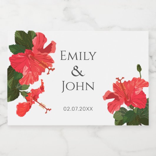 Hibiscus flower  Mini Sparkling Wine Bottle Labels Sparkling Wijnetiket (Enkel label)
