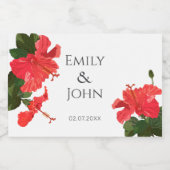 Hibiscus flower  Mini Sparkling Wine Bottle Labels Wijnetiket (Enkel label)