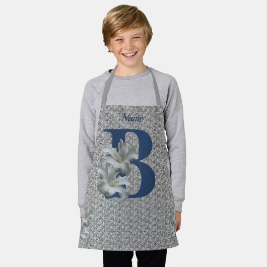 Hibiscus Flower Monogram Initiaal B Naam Schort (Gedragen)