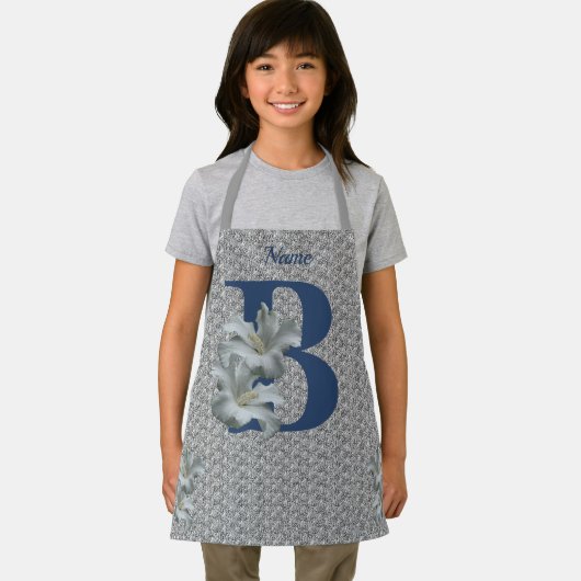 Hibiscus Flower Monogram Initiaal B Naam Schort (Insitu)