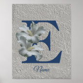 Hibiscus Flower Monogram Initiaal E Jouw naam Poster (Voorkant)