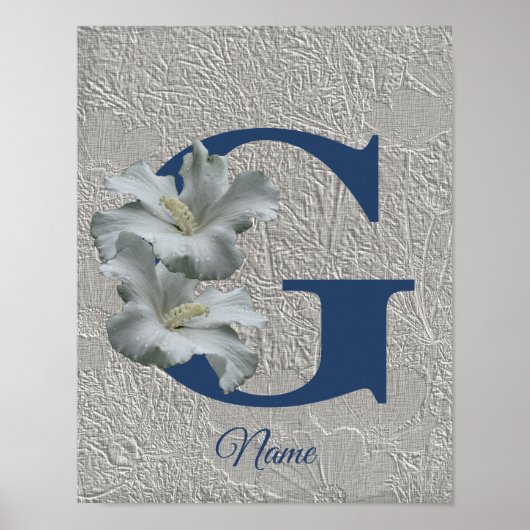 Hibiscus Flower Monogram Initiaal G Jouw naam Poster (Voorkant)