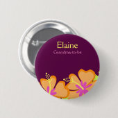 HIBISCUS FLOWER NAME TAG Personalized Button (Voorkant /achterkant)