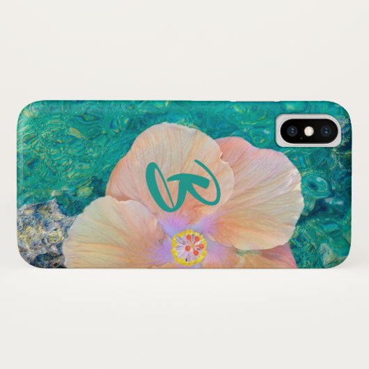 Hibiscus flower oceaanwater Hawaiian blauwgroen ro Case-Mate iPhone Case (Achterkant (horizontaal))