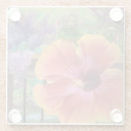Hibiscus Flower, Oil Painting by Sherry Shedenhelm Glazen Onderzetter (Achterkant)