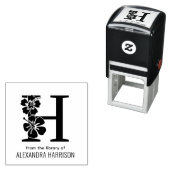 Hibiscus Flower Over Single Bold Initiaal Naam Boe Zelfinktende Stempel (In situ)