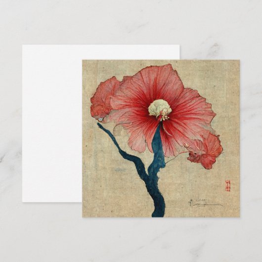 Hibiscus Flower Painting Kaart (Voorkant / Achterkant)