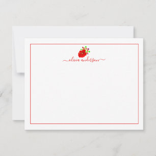 Hibiscus Flower Red Border Personalized Notitiekaartje