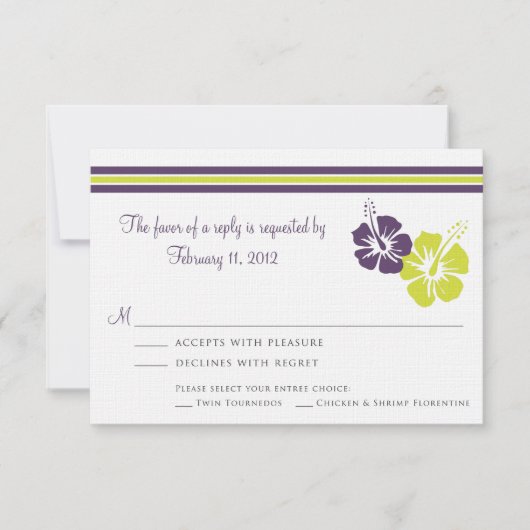 Hibiscus Flower RSVP Wedding Kaartje (Voorkant)