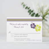 Hibiscus Flower RSVP Wedding Kaartje (Staand voorkant)