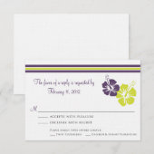 Hibiscus Flower RSVP Wedding Kaartje (Voorkant / Achterkant)