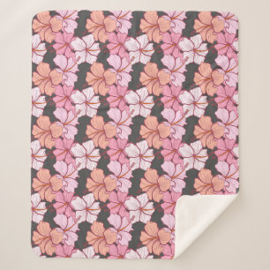 Hibiscus flower sherpa deken