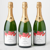 Hibiscus flower Sparkling Wine Bottle Labels Sparkling Wijnetiket (Flessen)