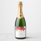 Hibiscus flower Sparkling Wine Bottle Labels Sparkling Wijnetiket (Voorkant)