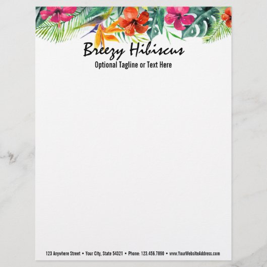 Hibiscus Flower Tropical Paradise Hawaiian Floral Briefhoofd Ontwerp (Voorkant)