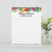 Hibiscus Flower Tropical Paradise Hawaiian Floral Briefhoofd Ontwerp (Staand voorkant)