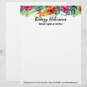 Hibiscus Flower Tropical Paradise Hawaiian Floral Briefhoofd Ontwerp (Voorkant / Achterkant)