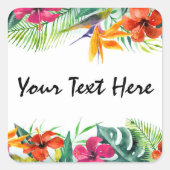 Hibiscus Flower Tropical Paradise Hawaiian Floral Vierkante Sticker (Voorkant)