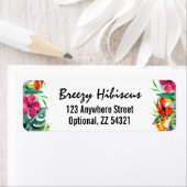 Hibiscus Flower Tropical Paradise Return Address Etiket (Insitu)