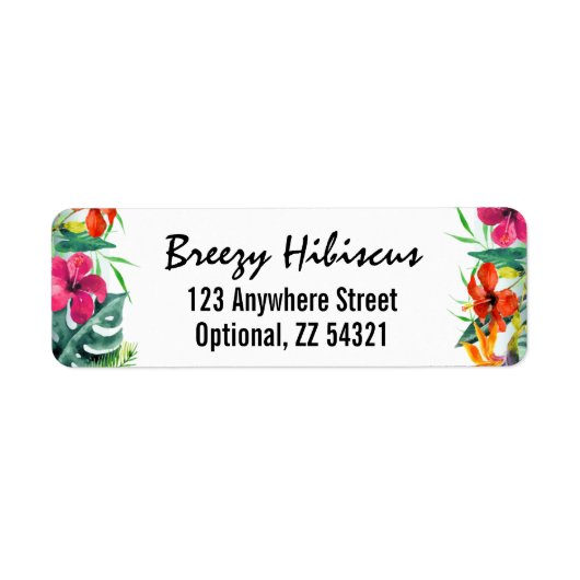 Hibiscus Flower Tropical Paradise Return Address Etiket (Voorkant)