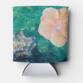 Hibiscus flower turquoise oceaanwater Hawaiian Blikjeskoeler (Voorkant)